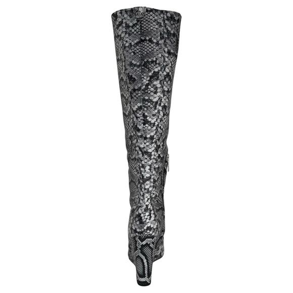 Michael Kors Isra Snake Embossed Leather Womens Wedge Knee High Boots Size 10M - Picture 5 of 14